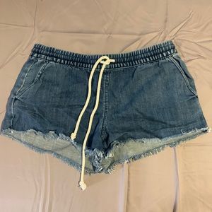 Denim drawstring shorts
